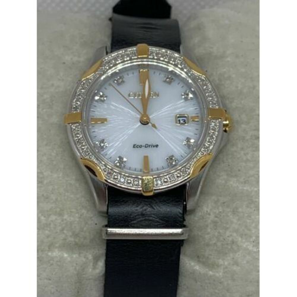 Citizen E013-S090288 Women’s Black Leather Analog Dial Genuine Wrist Watch C975